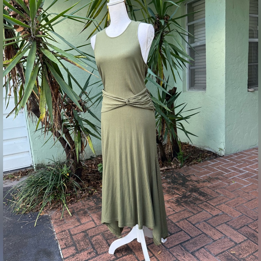 Anthropologie Kingsolver Army Green Midi Dress